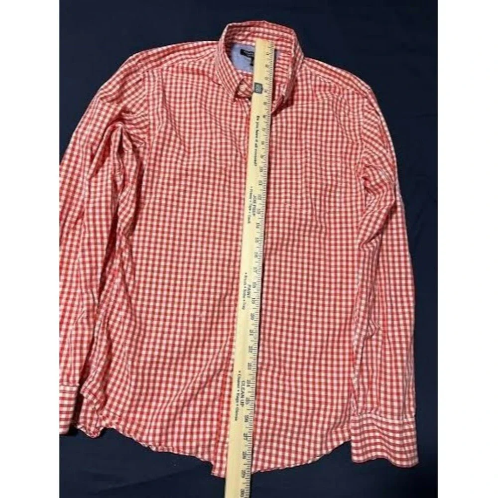 Banana Republic Shirt Mens Medium Red Gingham Button Down With Blue Interior